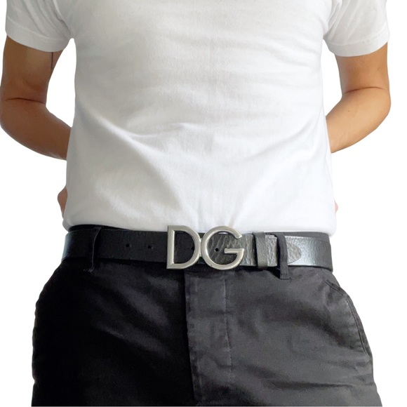 Dolce & Gabbana Other - Dolce & Gabbana black leather gunmetal DG logo sleek minimalist belt